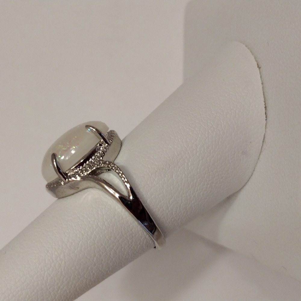 2XHP!! NWT Boho Beautiful Silver Opal 6 Ring! - Picture 6 of 7